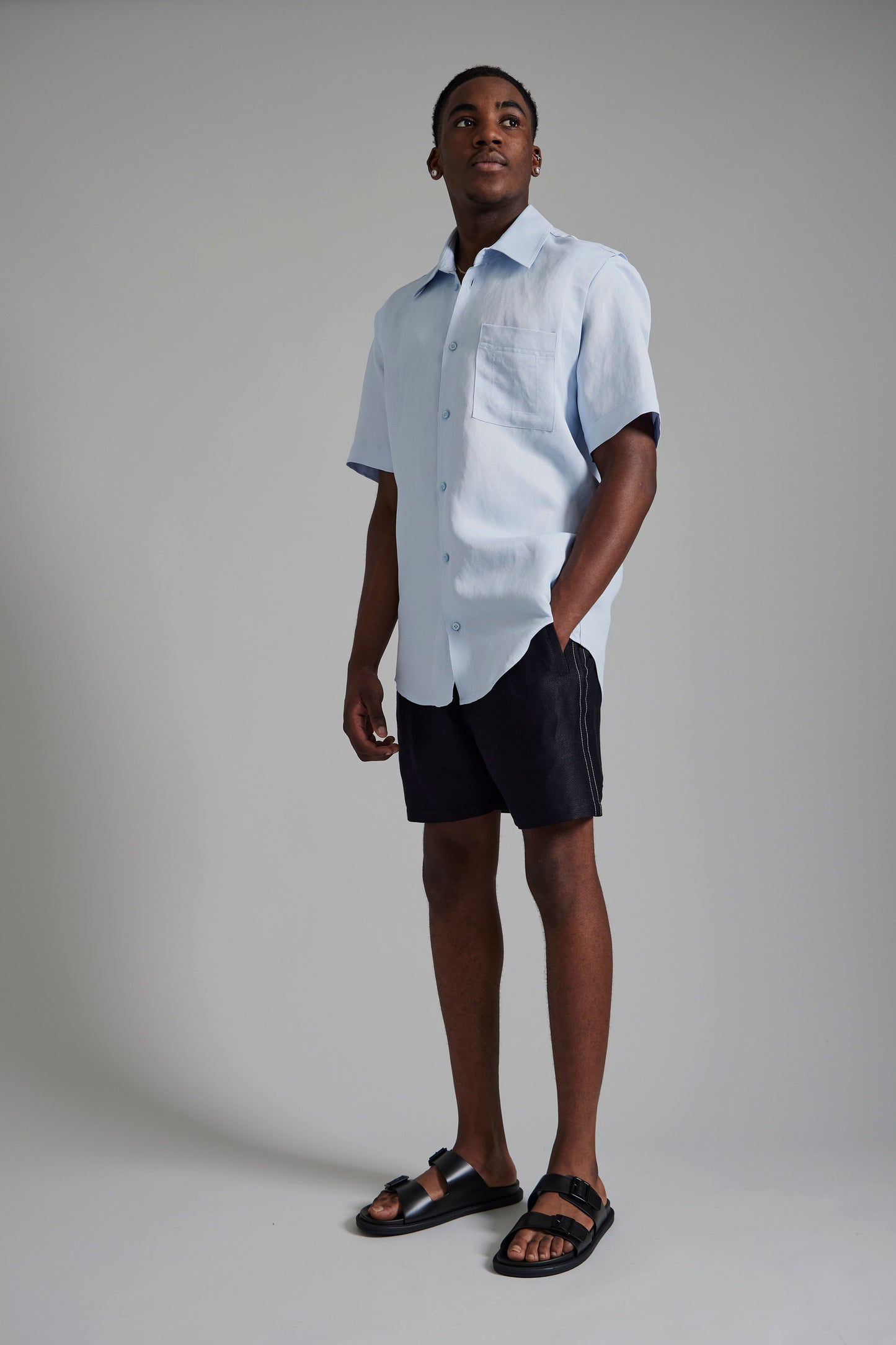 Azure Linen Shirt Light Blue