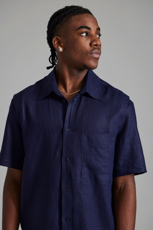 Azure Linen Shirt Navy